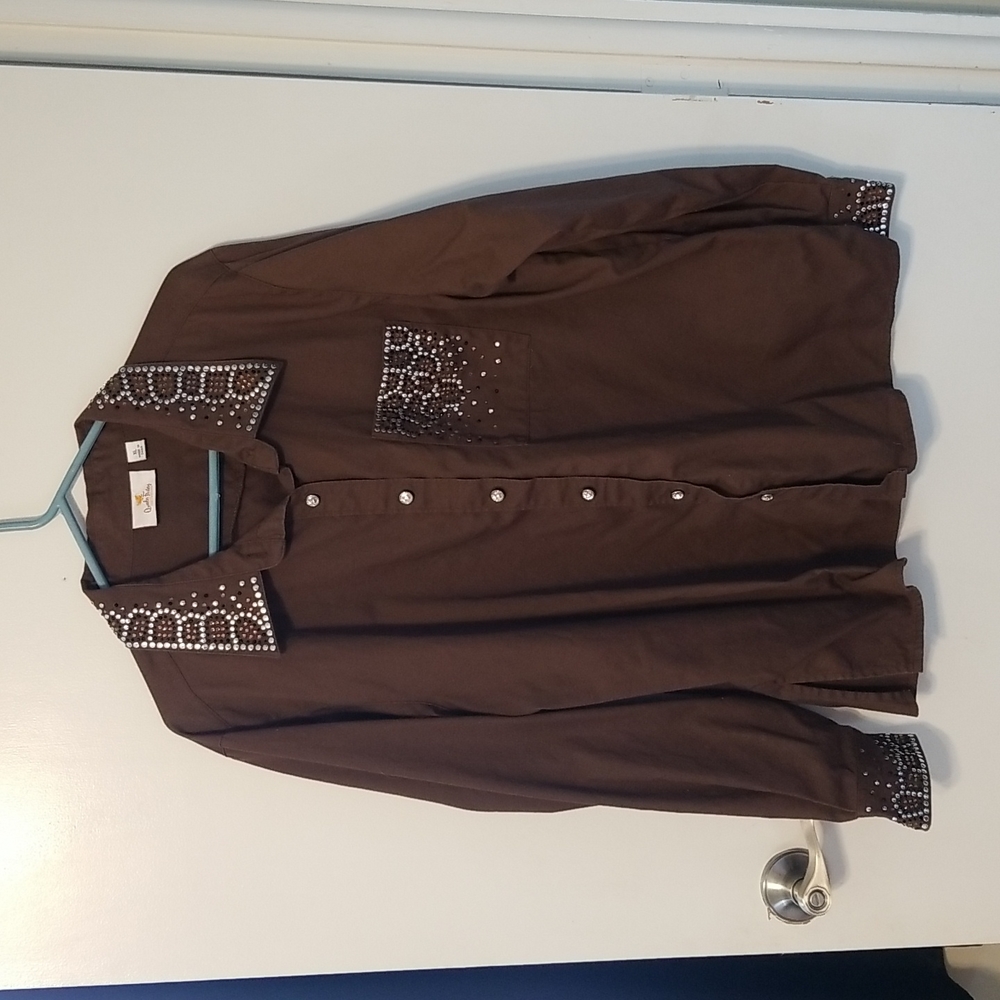 Women's Quaker Factory jean jacket with sequins, XL
